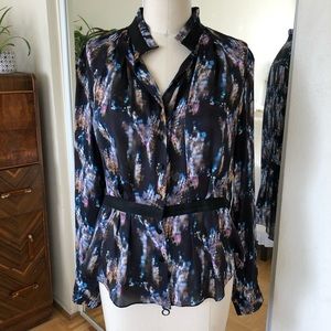 Theyskens’ Theory Silk Blur Bokeh Print Blouse, Large